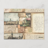 Vintage Postcard Collage with European Letters ポストカード (裏面)