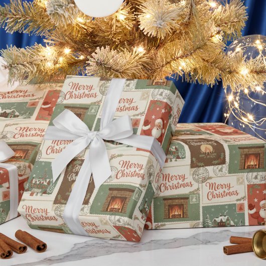 Vintage Postcards & Holiday Greetings ラッピングペーパー