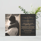 Vintage Poster木炭と金ゴールド写真Save the Date セーブザデート (スタンド正面)