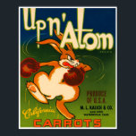 Vintage Poster California Carrots Food Ad Print ポスター<br><div class="desc">Vintage poster print ad for Up n' Atom California carrots.  Colorful piece of nostalgia.  Custom framing available.  This image is available on many products in my gallery.</div>