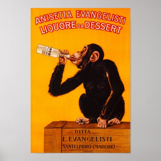 Vintage Poster=Italian Liquor Monkey ポスター (正面)