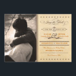 Vintage Poster Orange & Brown Photo Save the Date セーブザデート<br><div class="desc">この美しいライトクリーム5"x7"結婚式の日付発表を保存しカスタマイズて、あなたの独自の婚約写真と一緒に。チョコレートブラウンとカボチャのスパイスオレンジの文字と共にファッションド感じ、それはヴィンテージを持ち、古い古い文字のデザインを持つ古い文字を持つ、複雑なスクリプト要素、装飾的なバナー、星とアンパサンド渦巻形の。招待ファンシーはインスパイアヴィンテージデザインとポスタースタイリッシュの両方で。文字読: 「招待されましたのウェディング受付へ[カスタマイズ可能な名前] & [カスタマイズ可能な名前] [カスタマイズ可能な日付] [カスタマイズ可能な時間]。忘れられないお祝いに参加しよう」ボックス内の披露宴情報とアドレスを使用して招待をさらにパーソナライズし縁どま点々のあるす。この結婚スイートは、履歴、お洒落ヴィンテージ、または披露宴専用の結婚式招待状を探している人に最適ユニークである。このデザインを使用すると、画像にザラザラした質感を追加できます。</div>