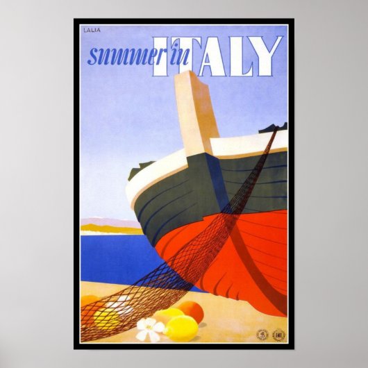 Vintage Poster Print Summer In Italy ポスター (正面)
