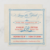 Vintage Poster Red, White & Blue日付を保存 セーブザデート (正面/裏面)