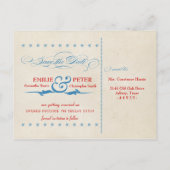 Vintage Poster Red, White & Blue日付を保存 案内ポストカード (裏面)