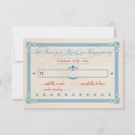 Vintage Poster Red, White & Blue結婚 & RSVP (裏面)
