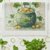 Vintage Pot of Gold and Rainbow キッチンタオル (折り畳み)