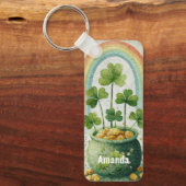 Vintage Pot of Gold and Rainbow キーホルダー (正面)