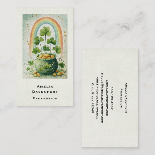 Vintage Pot of Gold and Rainbow 名刺 (正面/裏面)