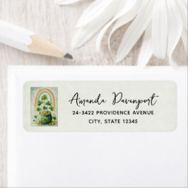 Vintage Pot of Gold and Rainbow Address ラベル