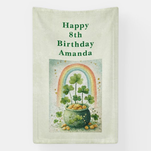 Vintage Pot of Gold and Rainbow Birthday 横断幕 (縦)