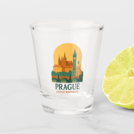Vintage Prague Czech Republic Retro Travel ショットグラス