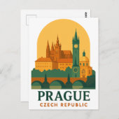 Vintage Prague Czech Republic Travel Retro  ポストカード (正面/裏面)