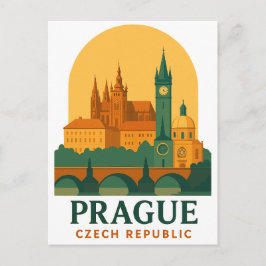 Vintage Prague Czech Republic Travel Retro  ポストカード