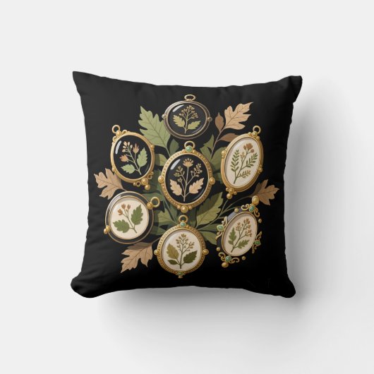 Vintage Pressed Botanical Ornaments Art Print クッション (正面)