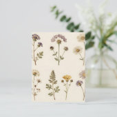 Vintage Pressed Wildflower Botanical Pattern ポストカード (スタンド正面)