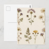 Vintage Pressed Wildflower Botanical Pattern ポストカード (正面/裏面)