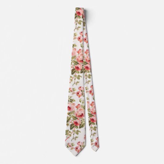 Vintage pretty pink roses floral pattern ネクタイ (正面)