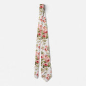 Vintage pretty pink roses floral pattern ネクタイ (裏面)