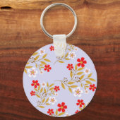 Vintage Pretty Red Flowers Pattern Personalised キーホルダー (裏面)