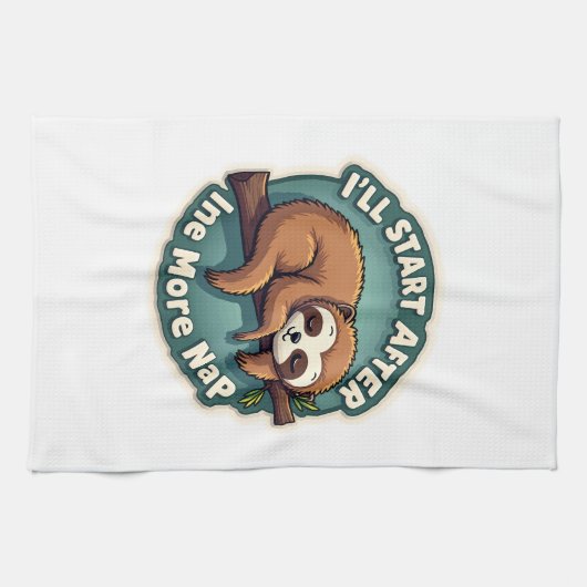 Vintage Procrastination Sloth Funny Student Shirt  キッチンタオル (横)