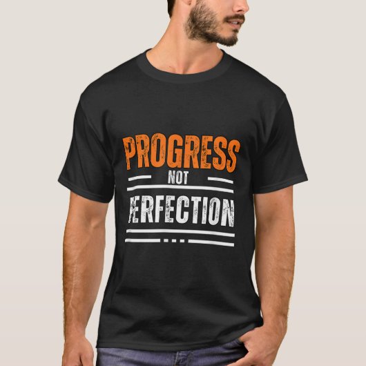 Vintage Progress Not Perfection Motivational Phras Tシャツ (正面)