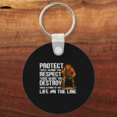 Vintage Protect Respect Destroy Offensive Lineman  キーホルダー (正面)
