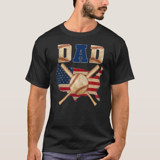 Vintage Proud Dad Cool American Flag Tシャツ (正面)