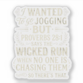 Vintage Proverbs 28:1 Jogging Humor Quote シール