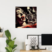 Vintage Pulp Horror Woman ポスター (ホームオフィス)