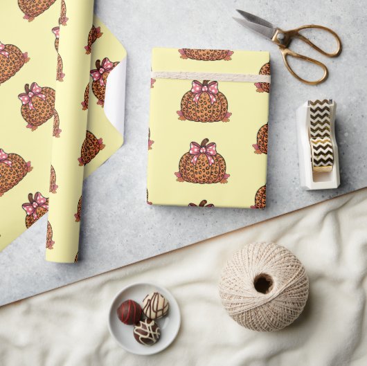 Vintage pumpkin Halloween pattern ラッピングペーパー (クラフト)