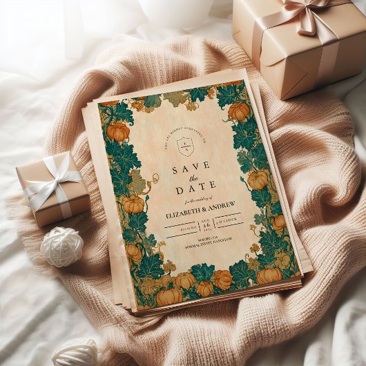 Vintage Pumpkin Harvest Wedding セーブザデート