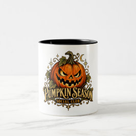 Vintage Pumpkin Season Social Club Jack O Lantern ツートーンマグカップ
