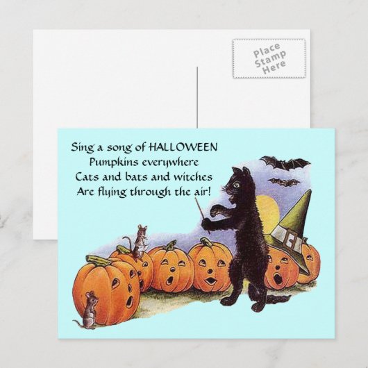 Vintage Pumpkins Singing ポストカード (正面/裏面)