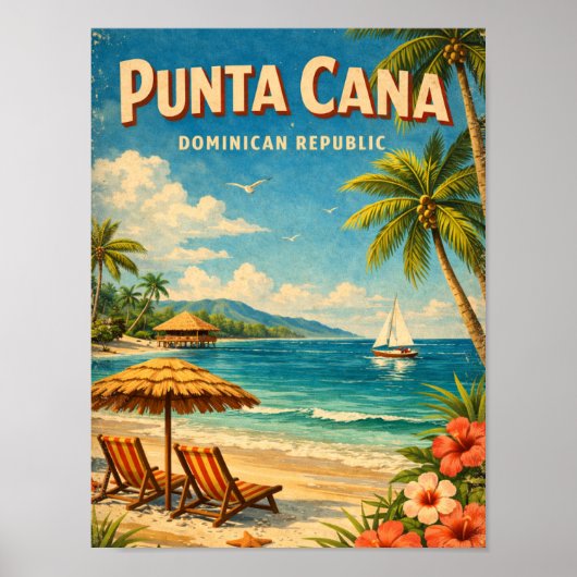 Vintage Punta Cana Dominican Republic Rustic  ポスター (正面)