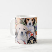 Vintage Puppy Dog Fabric Mug コーヒーマグカップ (正面左)