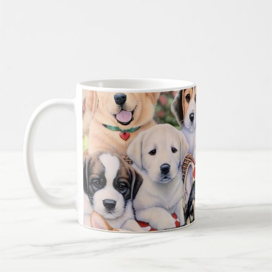 Vintage Puppy Dog Fabric Mug コーヒーマグカップ (左)
