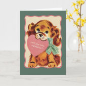 Vintage Puppy Valentine Card – Ruff You Lots カード (黄色い花)