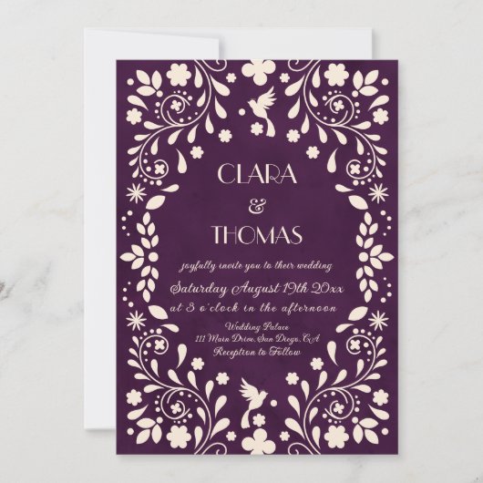 Vintage Purple Mexican Wedding Invitation 招待状 (正面)