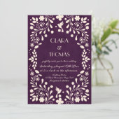 Vintage Purple Mexican Wedding Invitation 招待状 (スタンド正面)