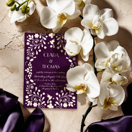 Vintage Purple Mexican Wedding Invitation 招待状