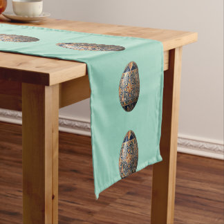 Vintage Pysanka Easter Egg Pattern Folk Art Cotton ショートテーブルランナー