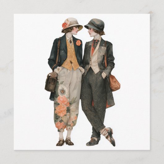 Vintage queer fashion models 2 - decoupage sheet, 招待状 (正面)