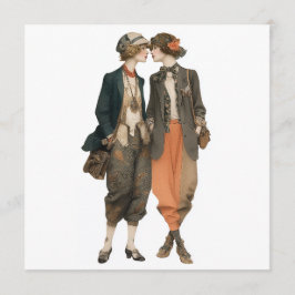 Vintage queer fashion models - decoupage sheet, 招待状