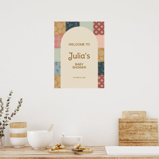 Vintage Quilt Baby Shower ポスター (キッチン)