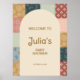 Vintage Quilt Baby Shower ポスター