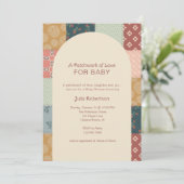 Vintage Quilt Baby Shower 招待状 (スタンド正面)