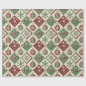 Vintage Quilted Christmas Pattern ラッピングペーパー (フラット)