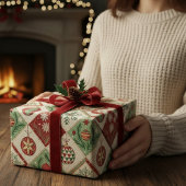 Vintage Quilted Christmas Pattern ラッピングペーパー