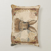 Vintage Rabbit,Cute Rabbit with Flowers Pattern アクセントクッション (裏面(縦))